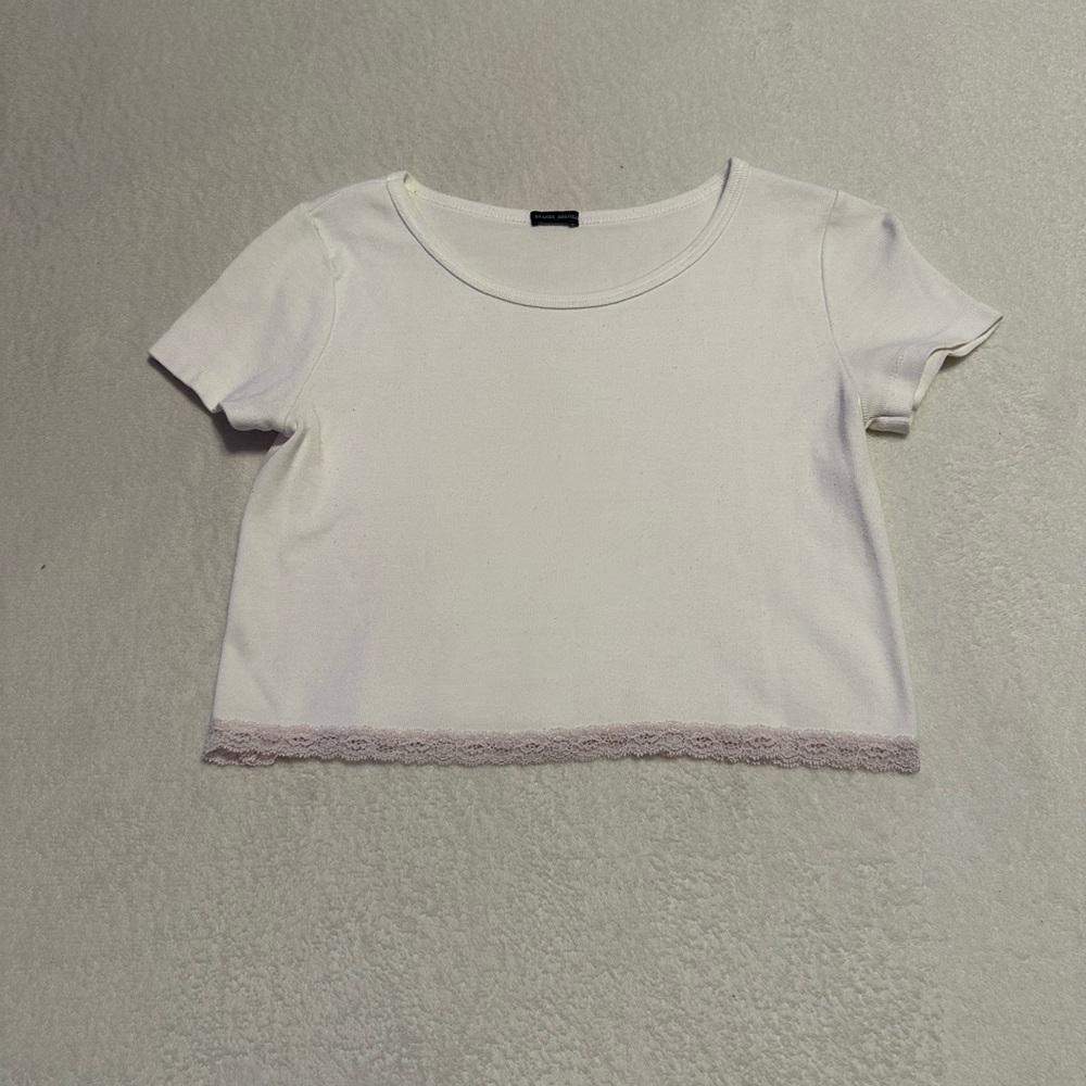 Brandy melville white top with lace detailingl